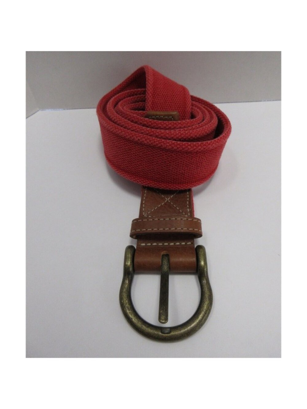 LL Bean Belt 42 Signature Webbing Outdoor Leather Trim Canvas Made In UK